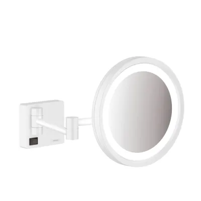 Зеркало для бритья Hansgrohe AddStoris с LED освещением белый матовый (41790700)