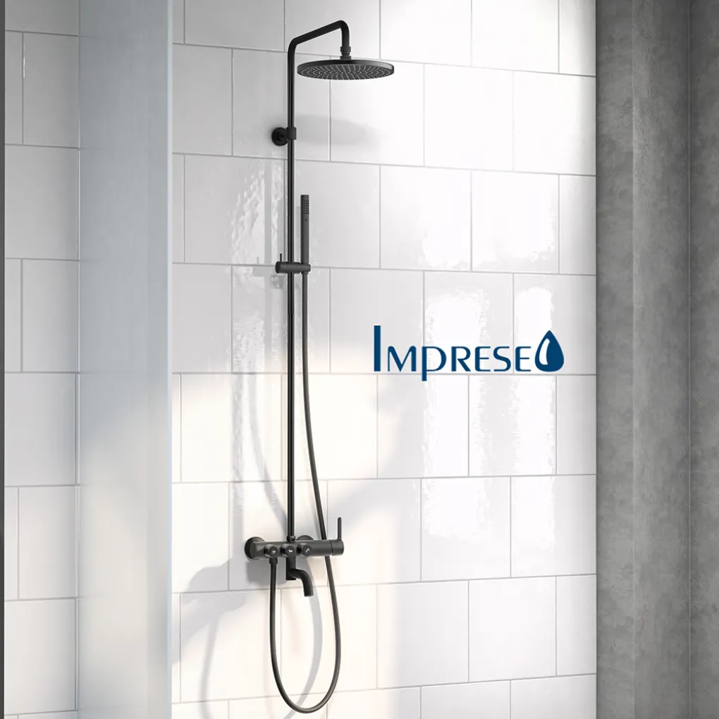 Душевая система с термостатом для ванны Imprese SMART CLICK, ручной душ 2 режима, черный- Фото 3