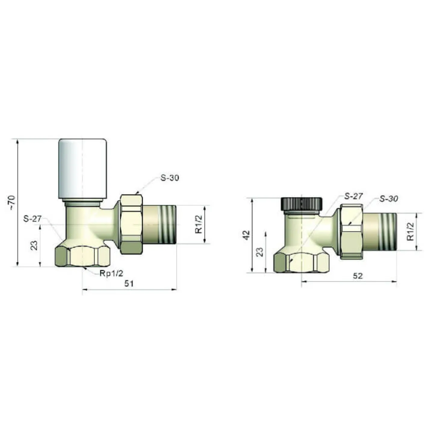 Комплект клапанов с ручной регулировкой Schlosser Elegant угловой НР 1/2 х Cu 15x1 мм (602200211) - Фото 1