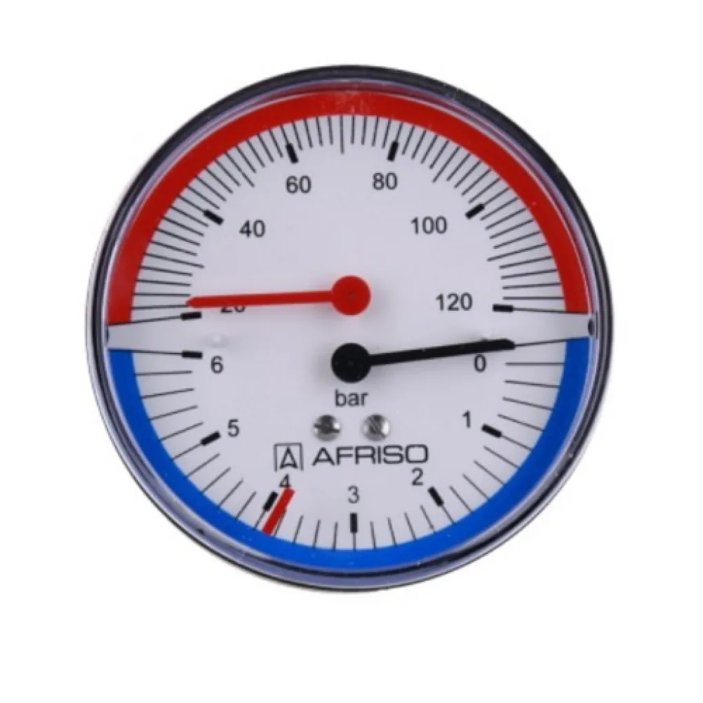 Термоманометр аксиальный Afriso ТМ 80 1/2 0-6 бар (63342)- Фото 1