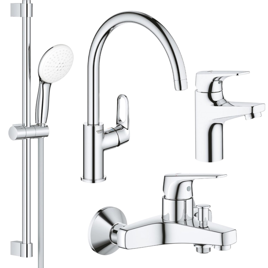 3-е місце комплект змішувачів 4 в 1 Grohe Bau Flow хром