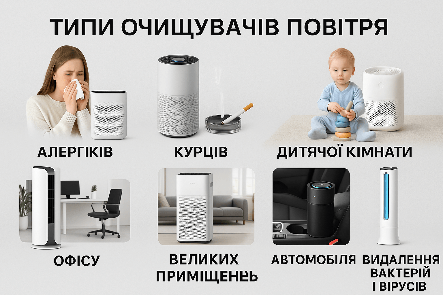 Типи очисників за призначенням