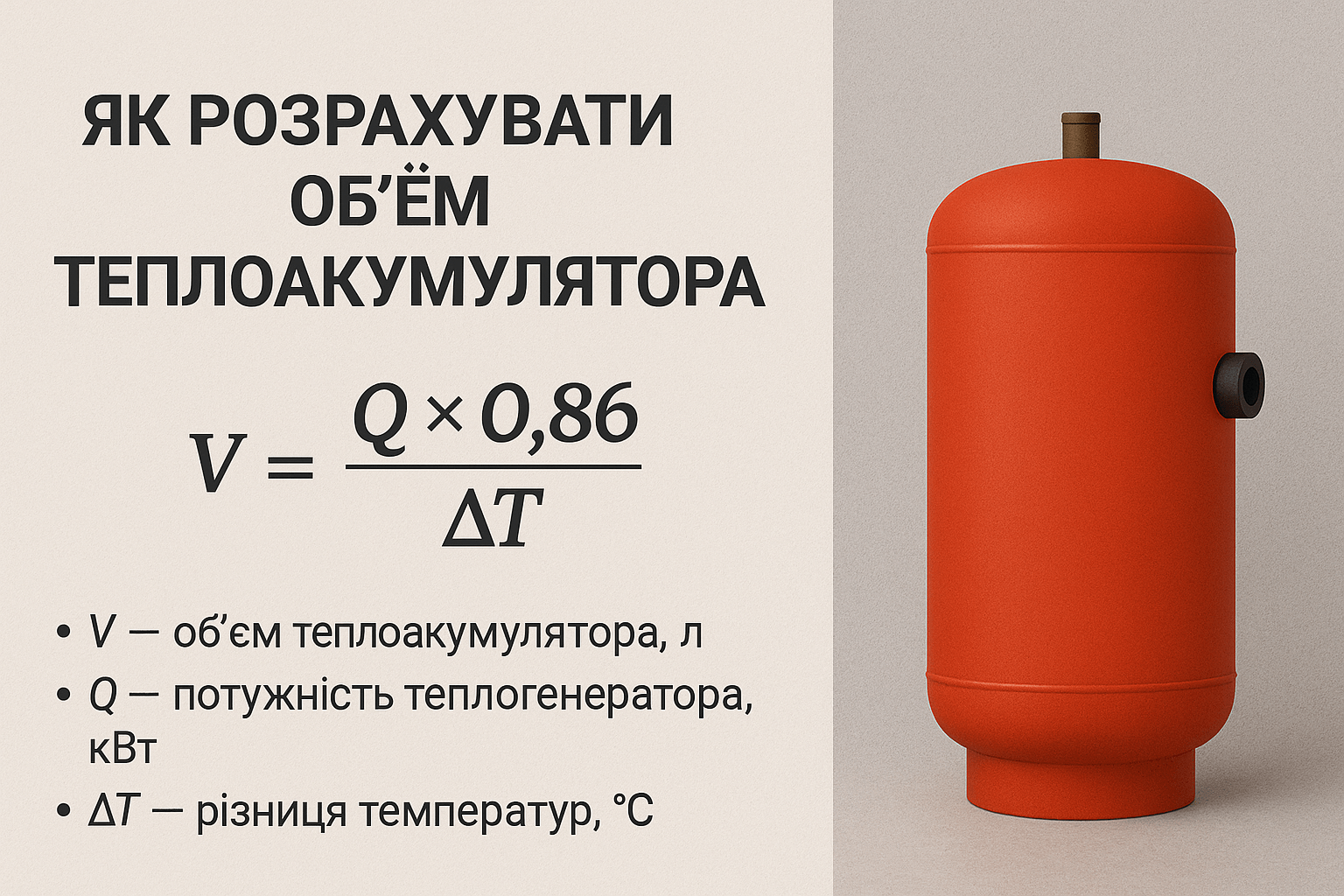 Розрахунок обсягу теплоакумулятора