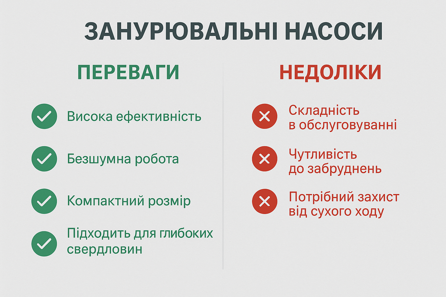 Переваги та недоліки занурювальних насосів