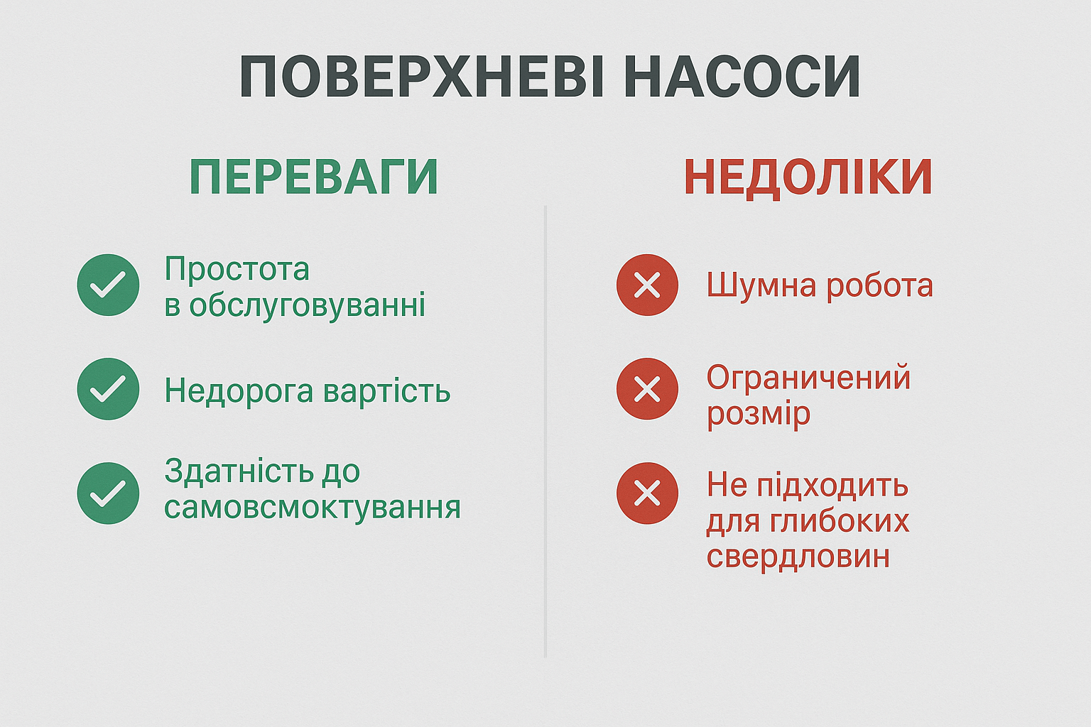 Переваги та недоліки поверхневих насосів