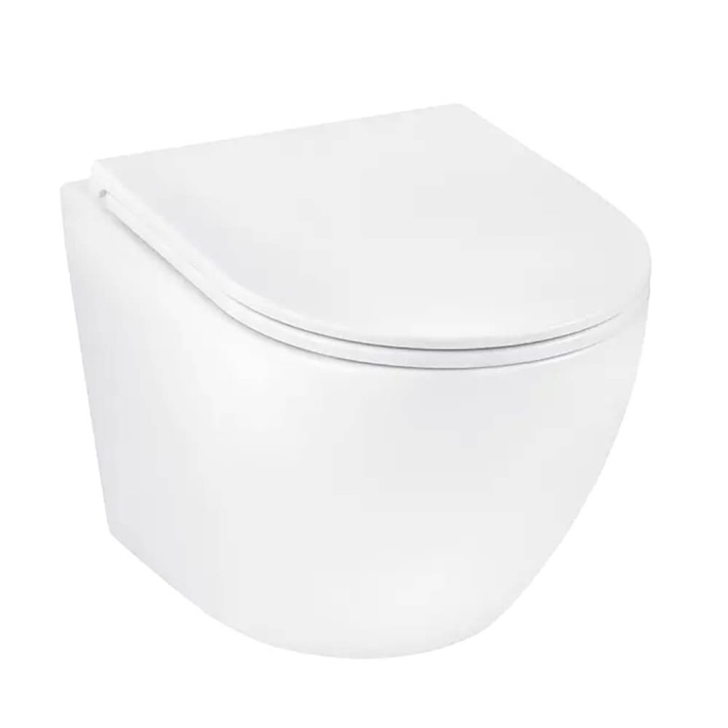 9-е место унитаз подвесной Kroner Harz WHI493736 RIMLESS безободковый с сиденьем Slim