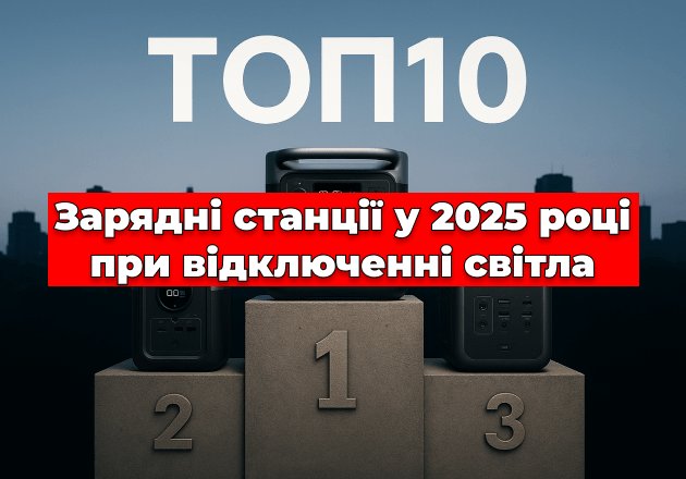Фото ТОП 10 ➔ Зарядні станції у 2025 році при відключенні світла