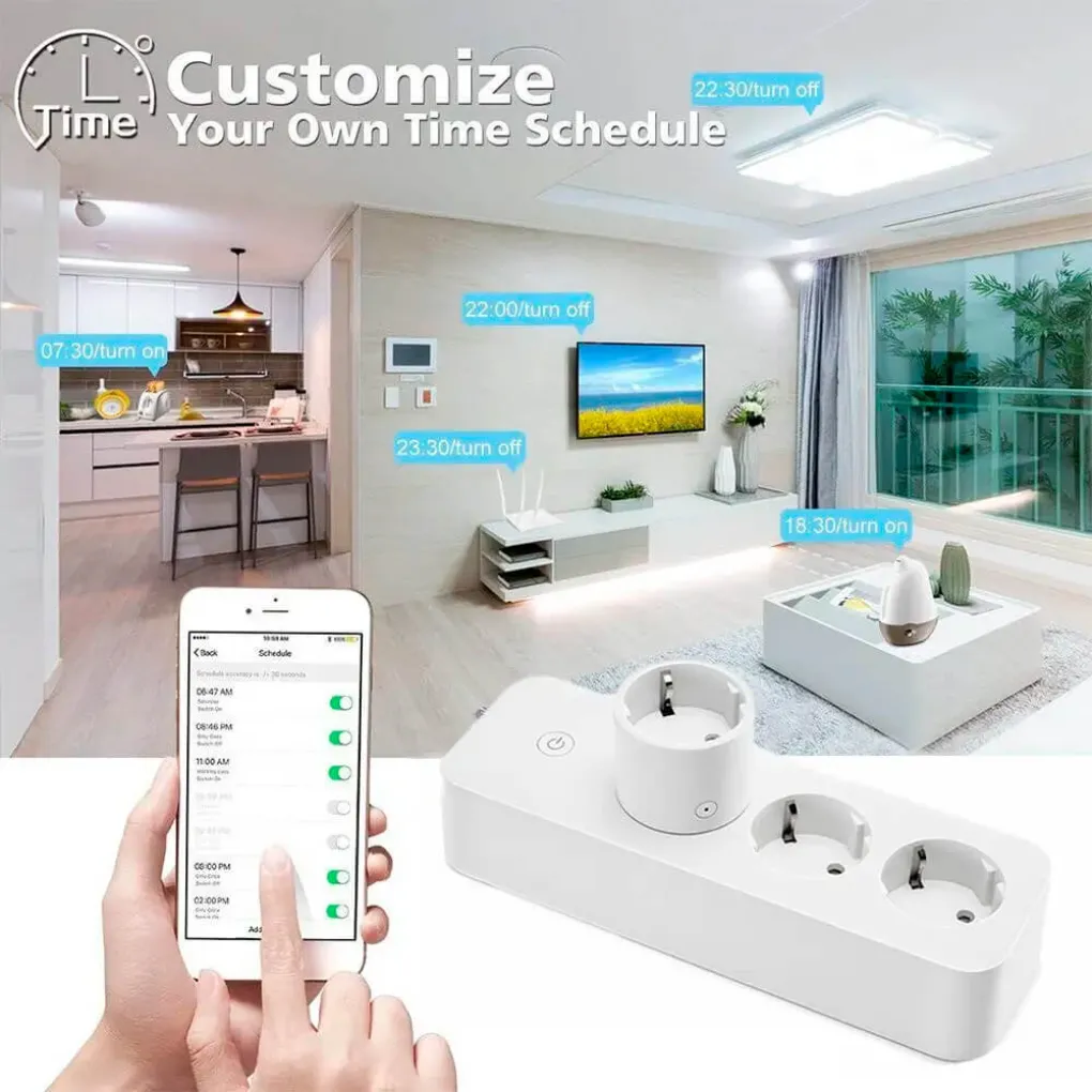 Умный сетевой фильтр 1DAL Wi-Fi удлинитель, 3 гнезда Tuya (1DL.EU11)- Фото 4