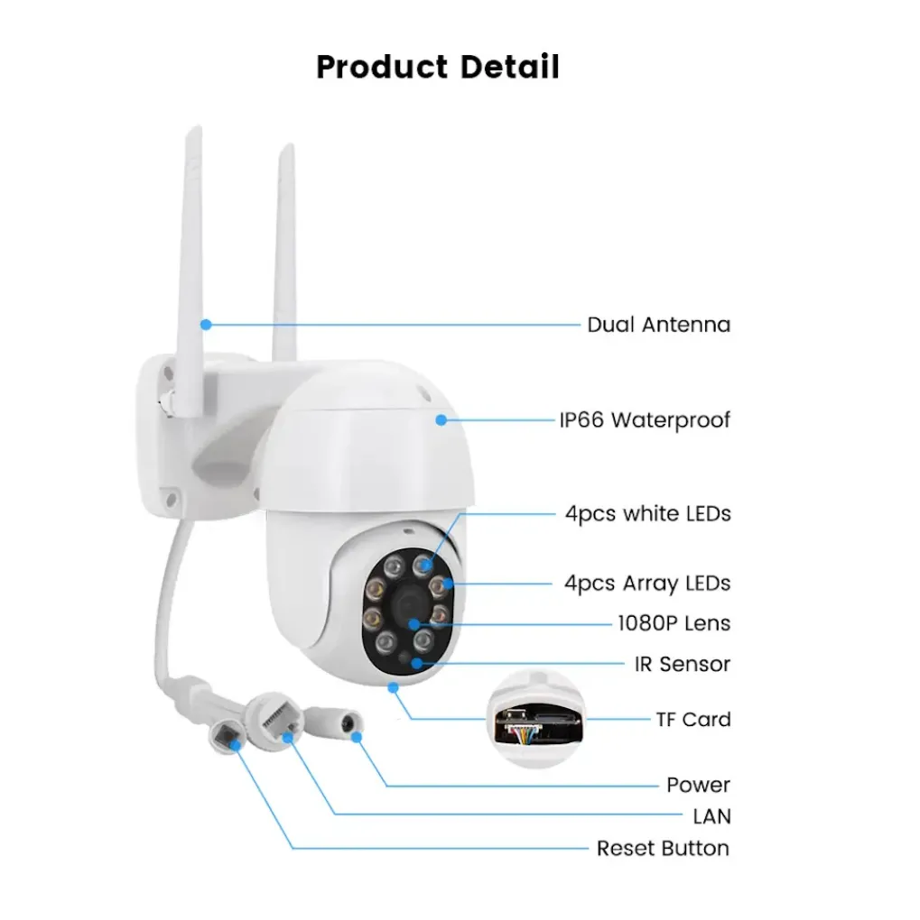 Уличная Wi-Fi PTZ камера 1DAL 5Mp Tuya (WS-Q205A)- Фото 2