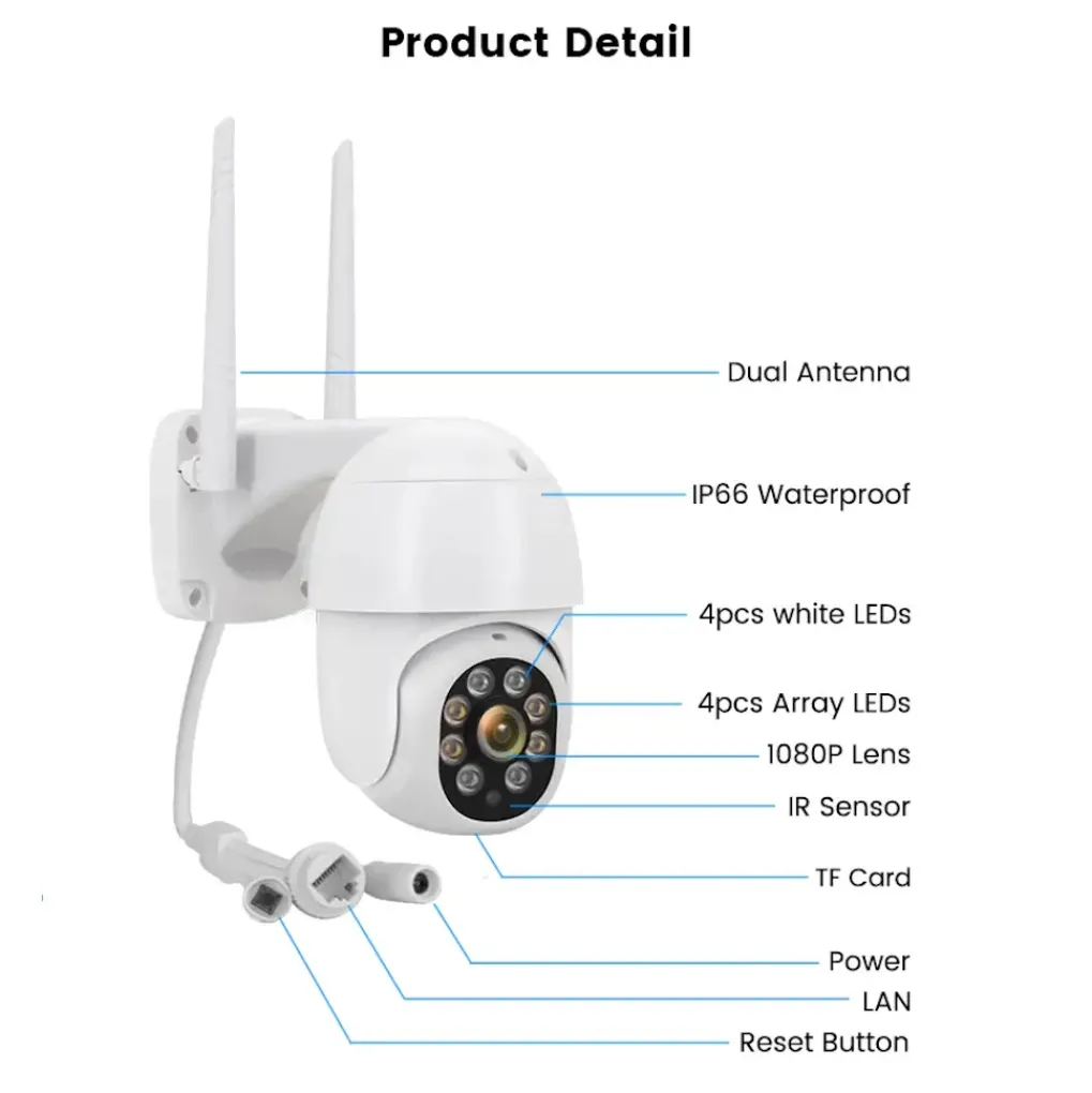 Уличная Wi-Fi PTZ камера 1DAL 2Mp Tuya (WS-Q202)- Фото 2