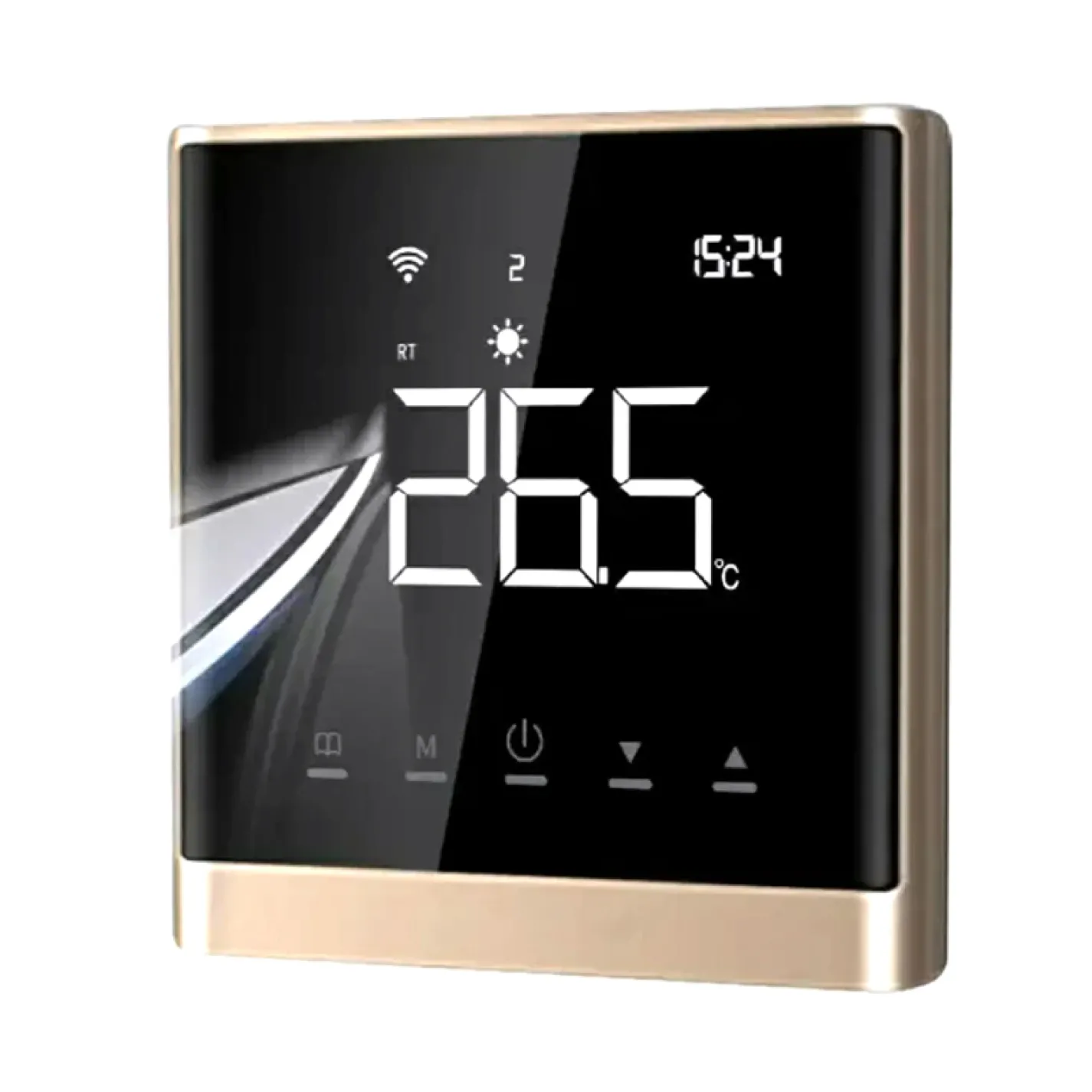 Терморегулятор сенсорний для теплої підлоги 4Heat AE-668 з Wi-Fi керуванням, золото - Фото 1