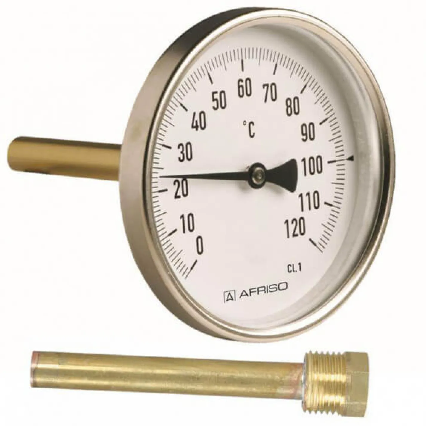 Термометр аксіальний Afriso Bith корпус 80 мм (шток 100 мм) 1/2 - Фото 1