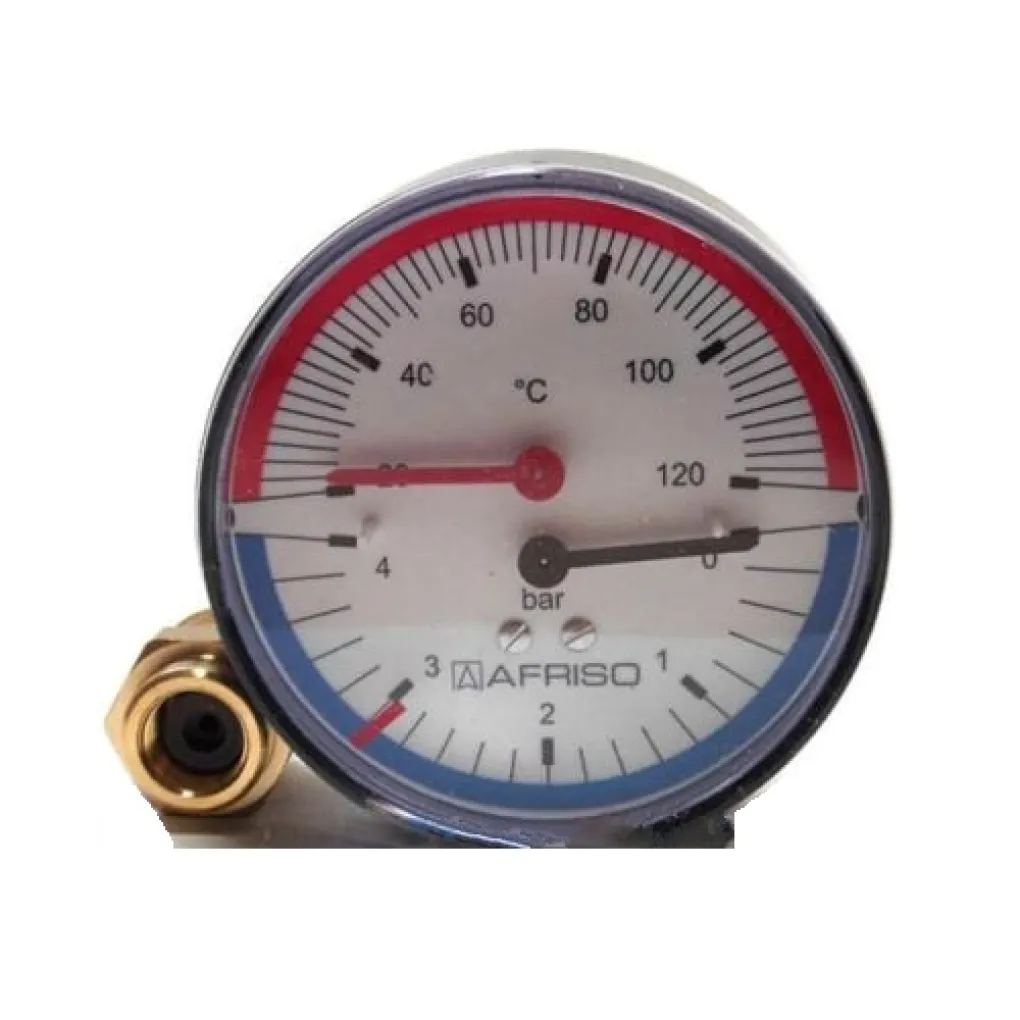 Термоманометр аксиальный Afriso ТМ 80 1/2 0-4 бар (63341)- Фото 1