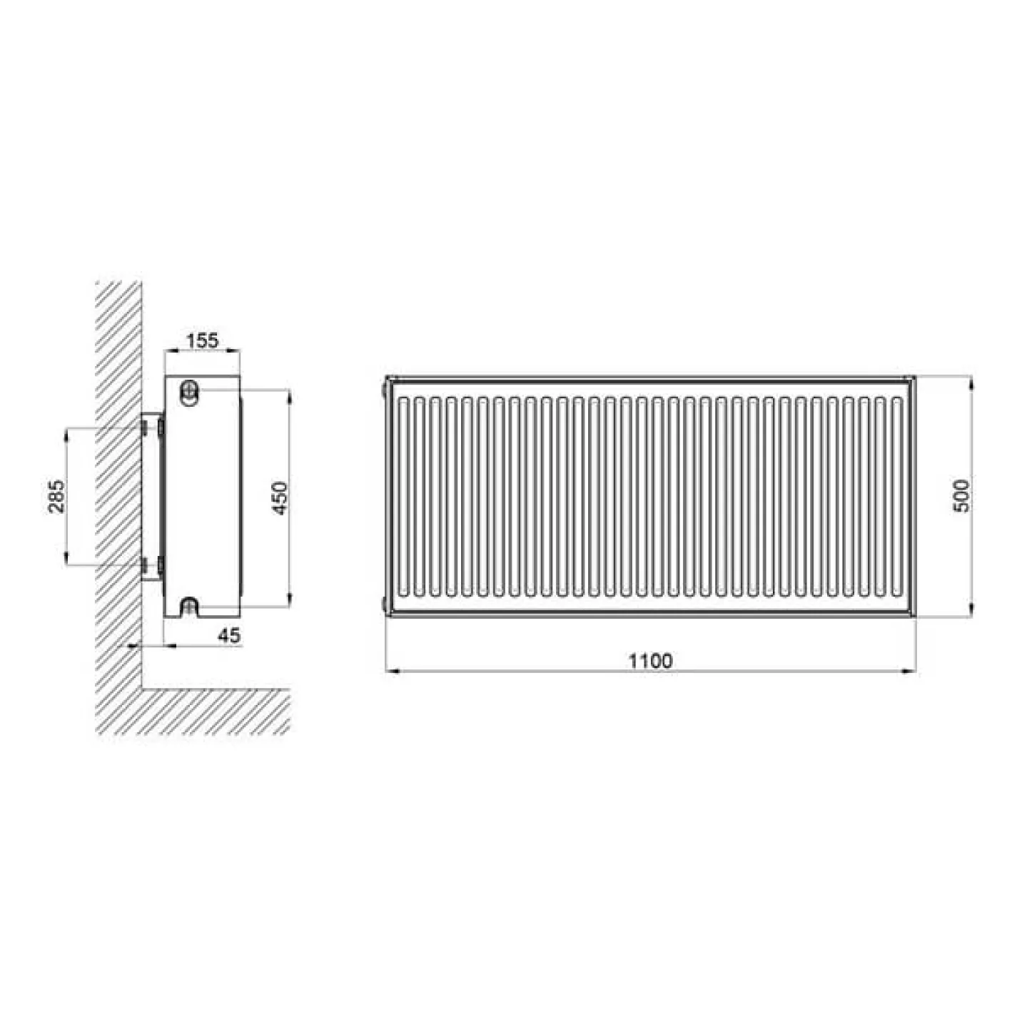 Стальной панельный радиатор Aquatronic 33 тип 500x1100 боковое подключение - Фото 4