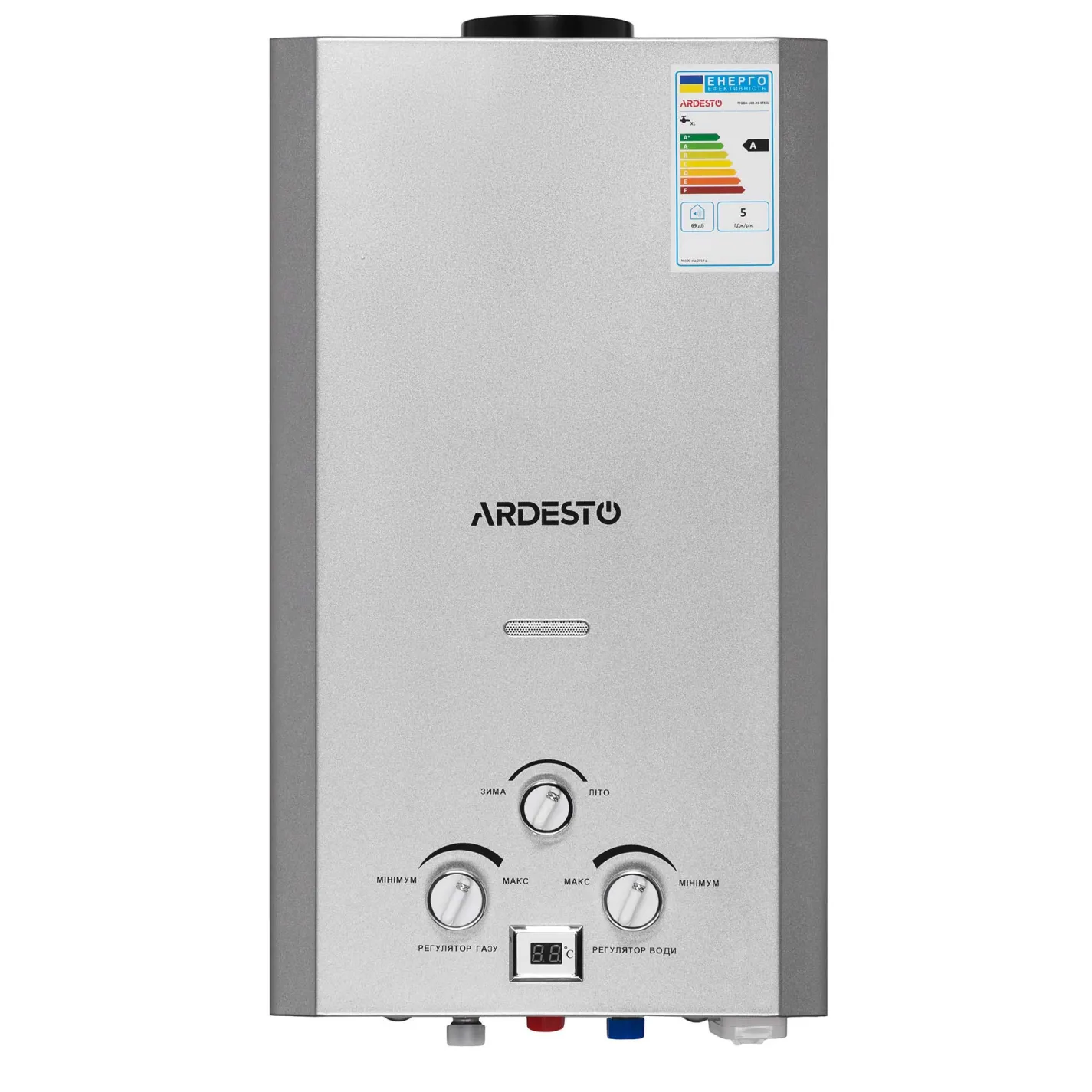 Газова колонка Ardesto X1 TFGBH-10B-X1-STEEL сталь - Фото 1
