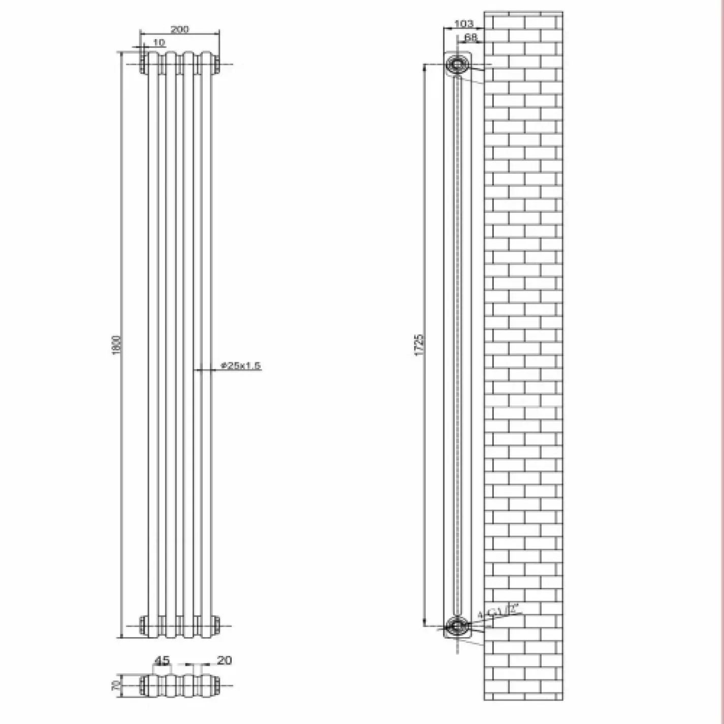 Трубчастый радиатор Arttidesign Bari II 4/1800/200 вертикальный - Фото 3