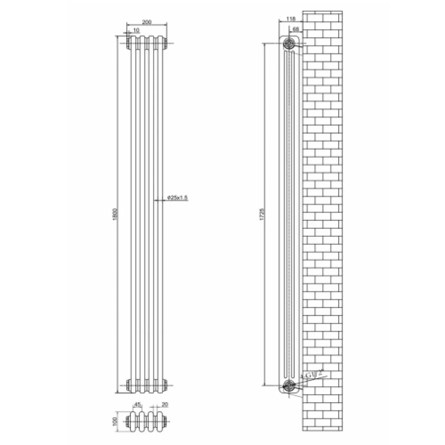 Трубчастый радиатор Arttidesign Bari III 4/1800/200 вертикальный серый - Фото 3