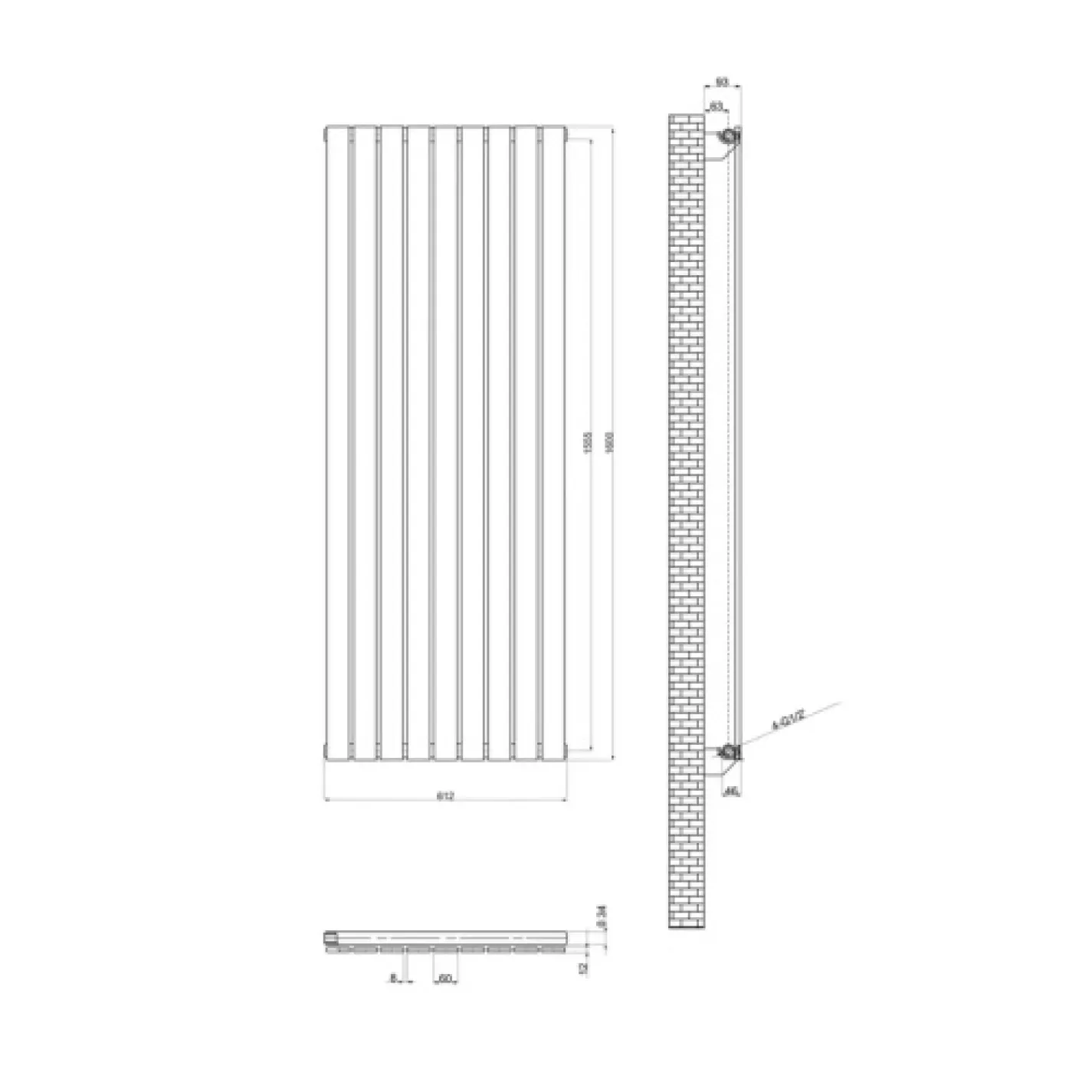 Трубчастий радіатор Arttidesign Livorno 9/1600/612/50 чорний матовий - Фото 4