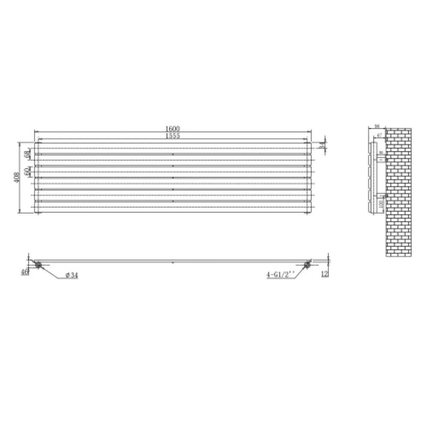 Трубчастий радіатор Arttidesign Livorno G 6/408/1600 білий матовий - Фото 3