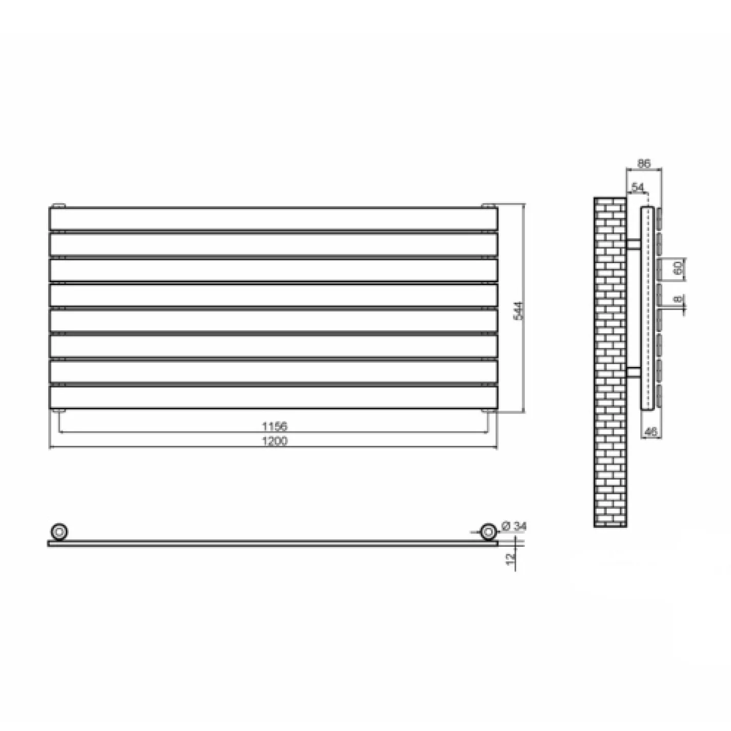 Трубчастый радиатор Arttidesign Livorno G 8/544/1200 горизонтальный серый - Фото 3