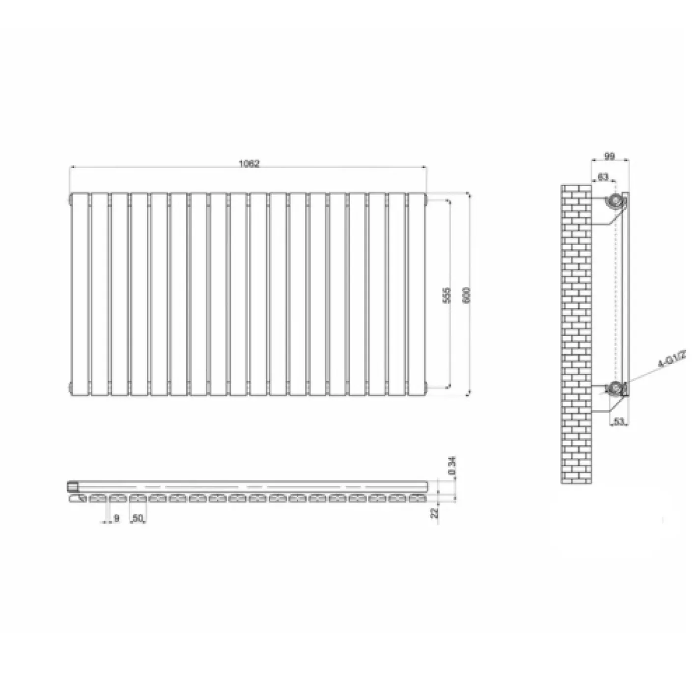 Трубчастый радиатор Arttidesign Terni G 18/600/1062 горизонтальный серый - Фото 3