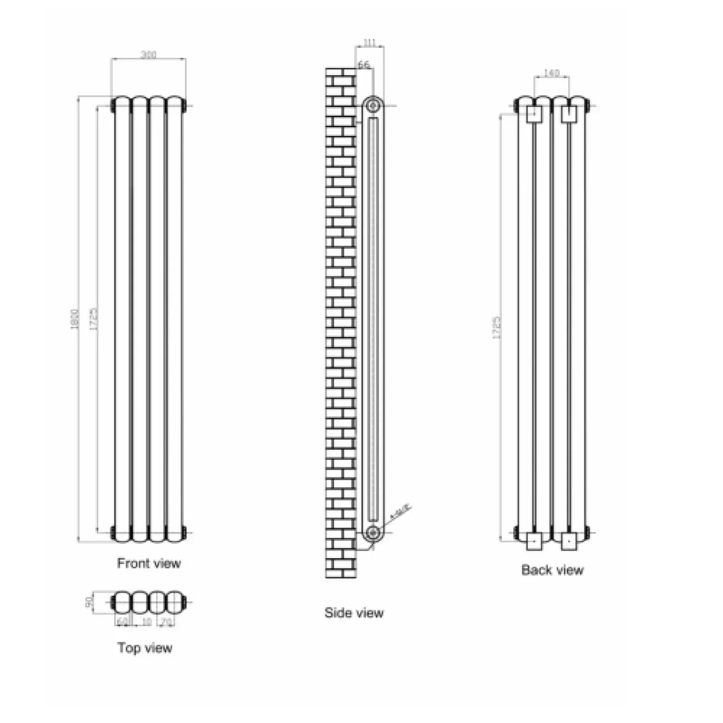 Трубчастый радиатор Arttidesign Verona 4/1800/300 вертикальный белый - Фото 3