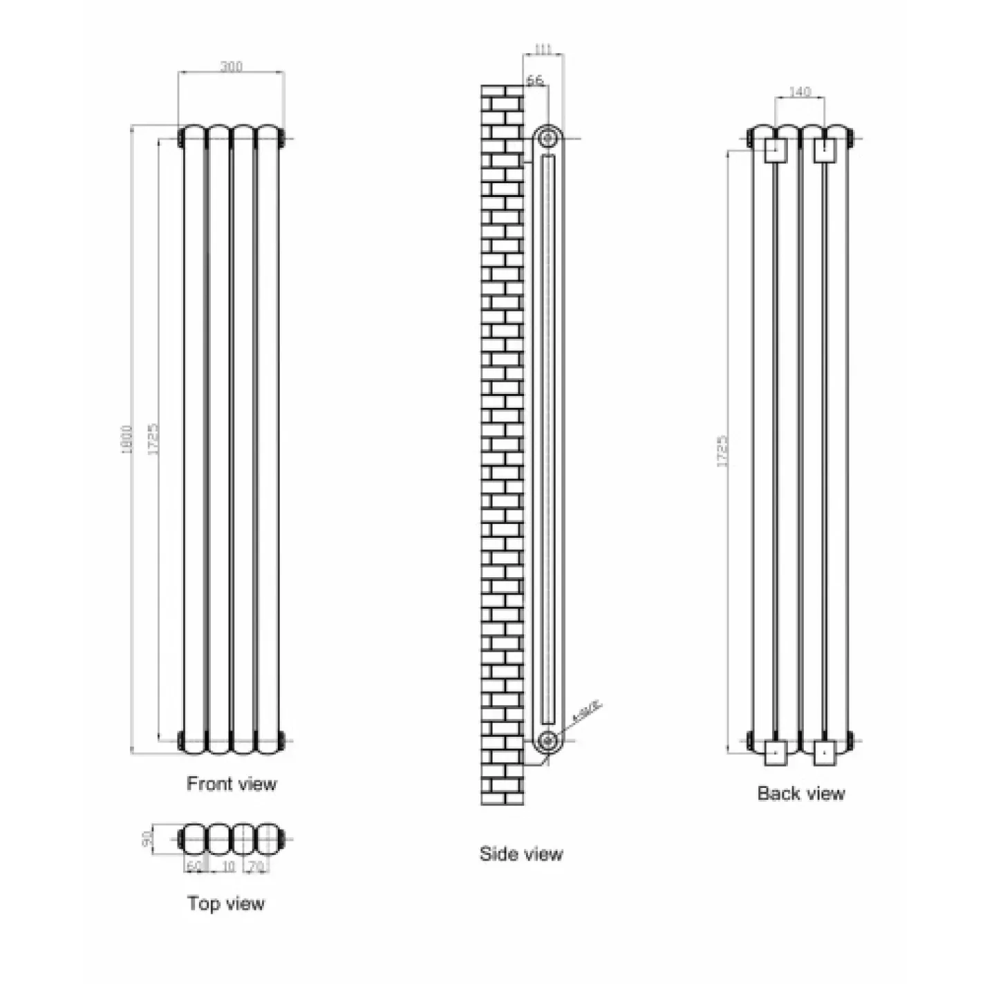 Трубчастый радиатор Arttidesign Verona 4/1800/300 вертикальный серый - Фото 2