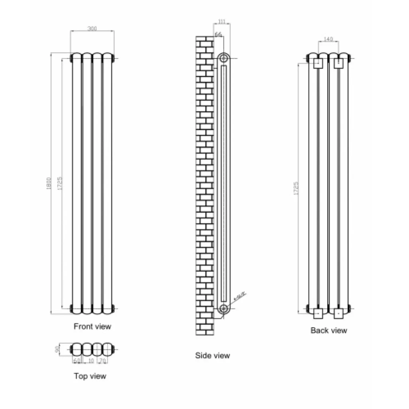 Трубчастый радиатор Arttidesign Verona 4/1800/300 вертикальный черный - Фото 3