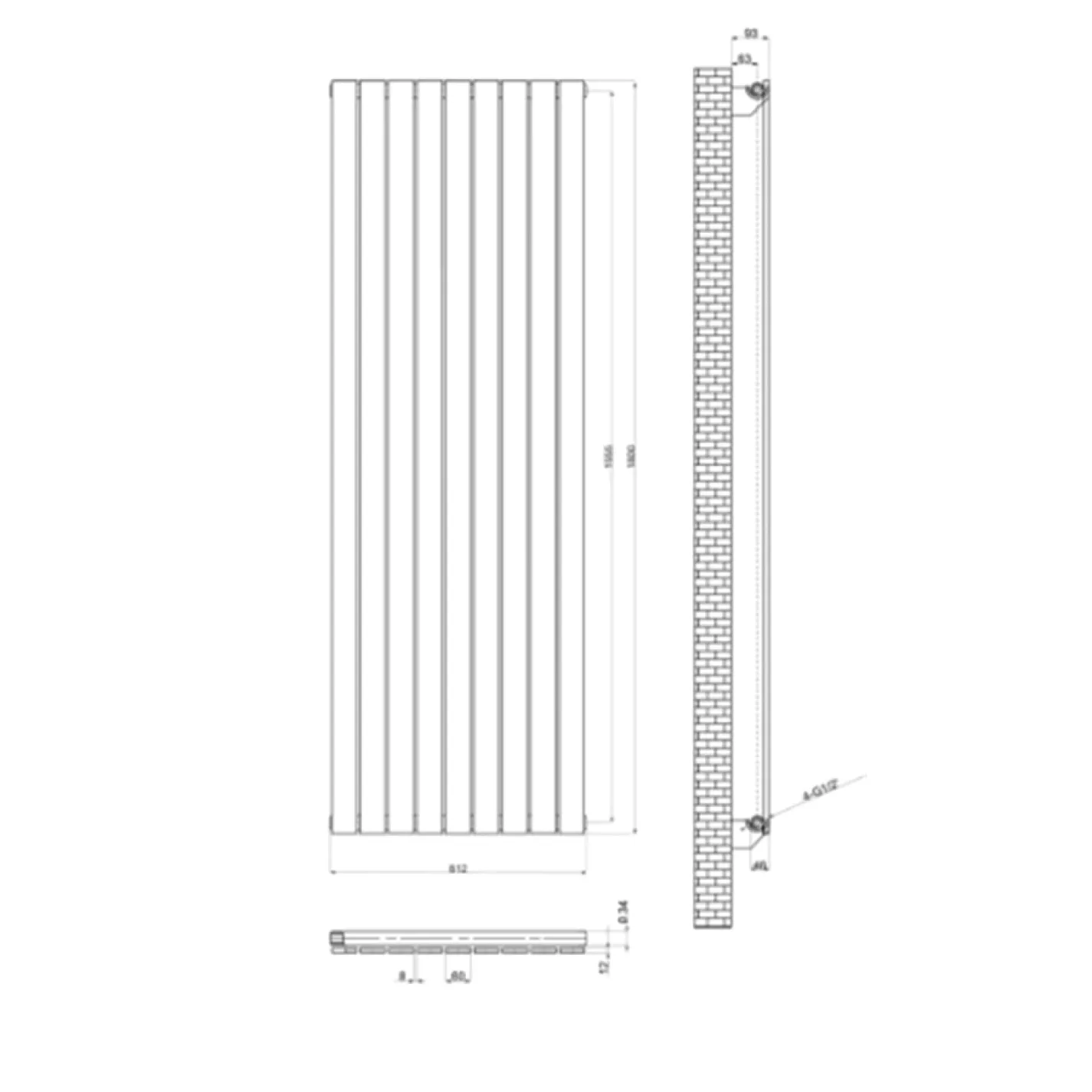 Вертикальный радиатор отопления Arttidesign Livorno 9/1800/612 белый - Фото 3
