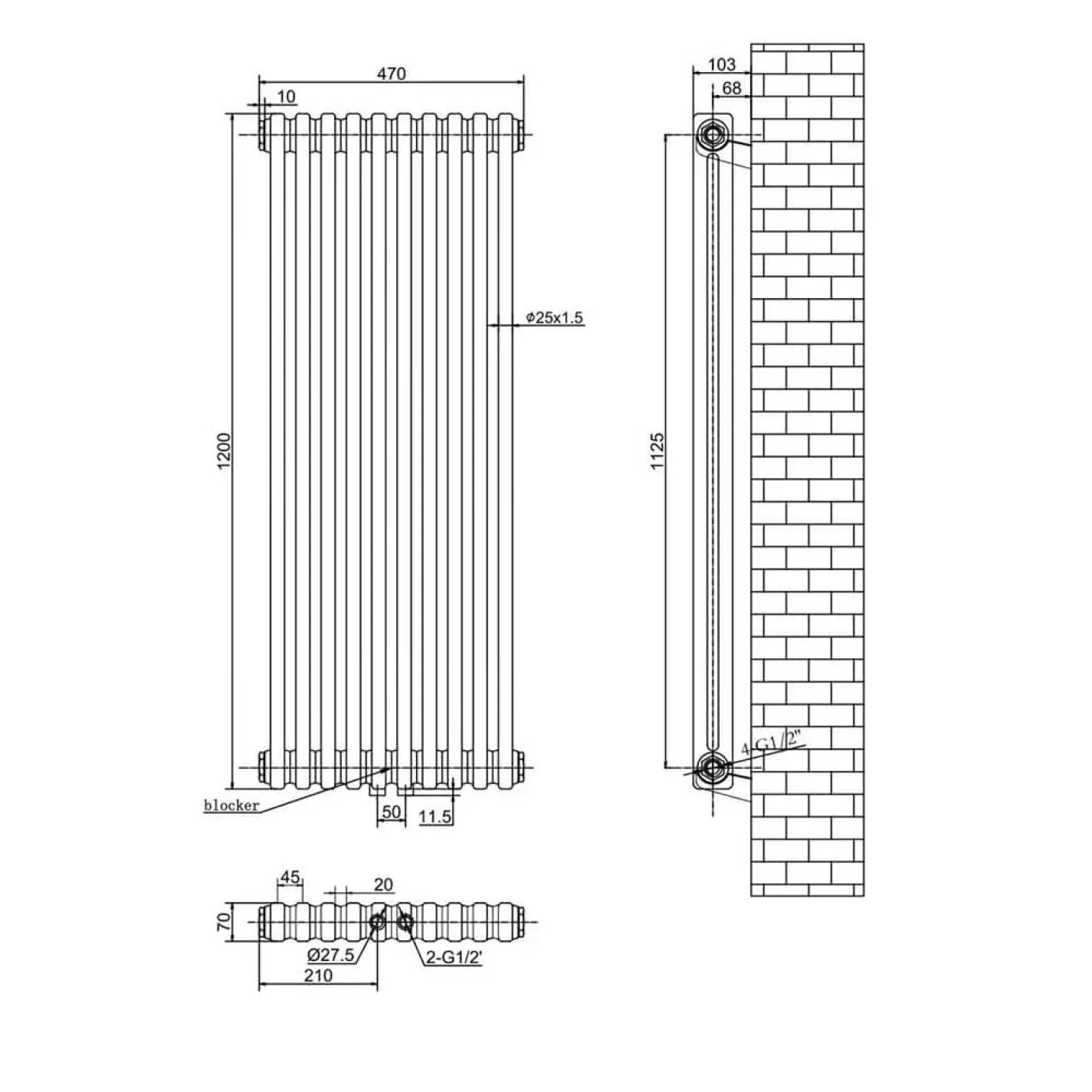 Вертикальный радиатор Arttidesign Bari II 10/1200/470/50 белый матовый - Фото 3