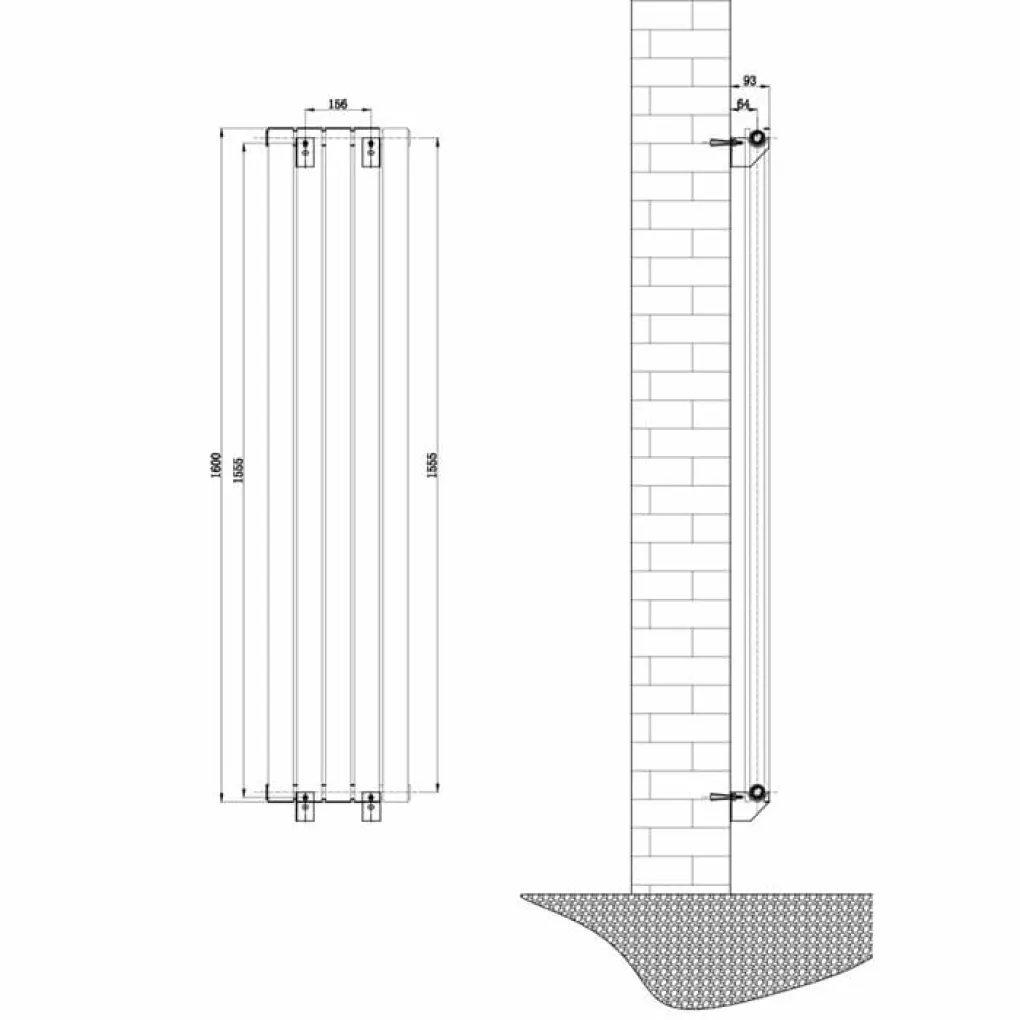 Трубчатый вертикальный радиатор Arttidesign Livorno II 5x1600x340 серый матовый- Фото 4