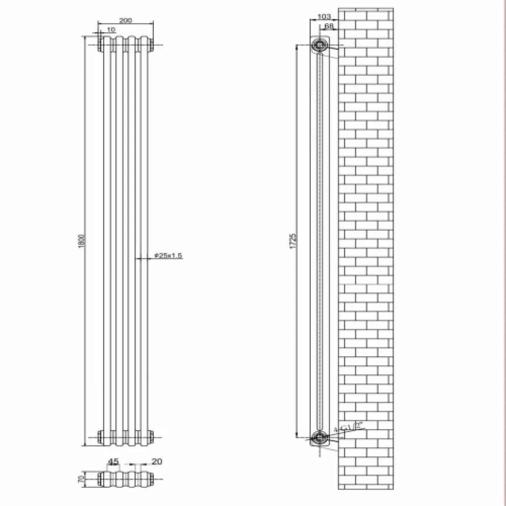 Трубчастый радиатор Arttidesign Bari II 4/1800/200 вертикальный- Фото 4