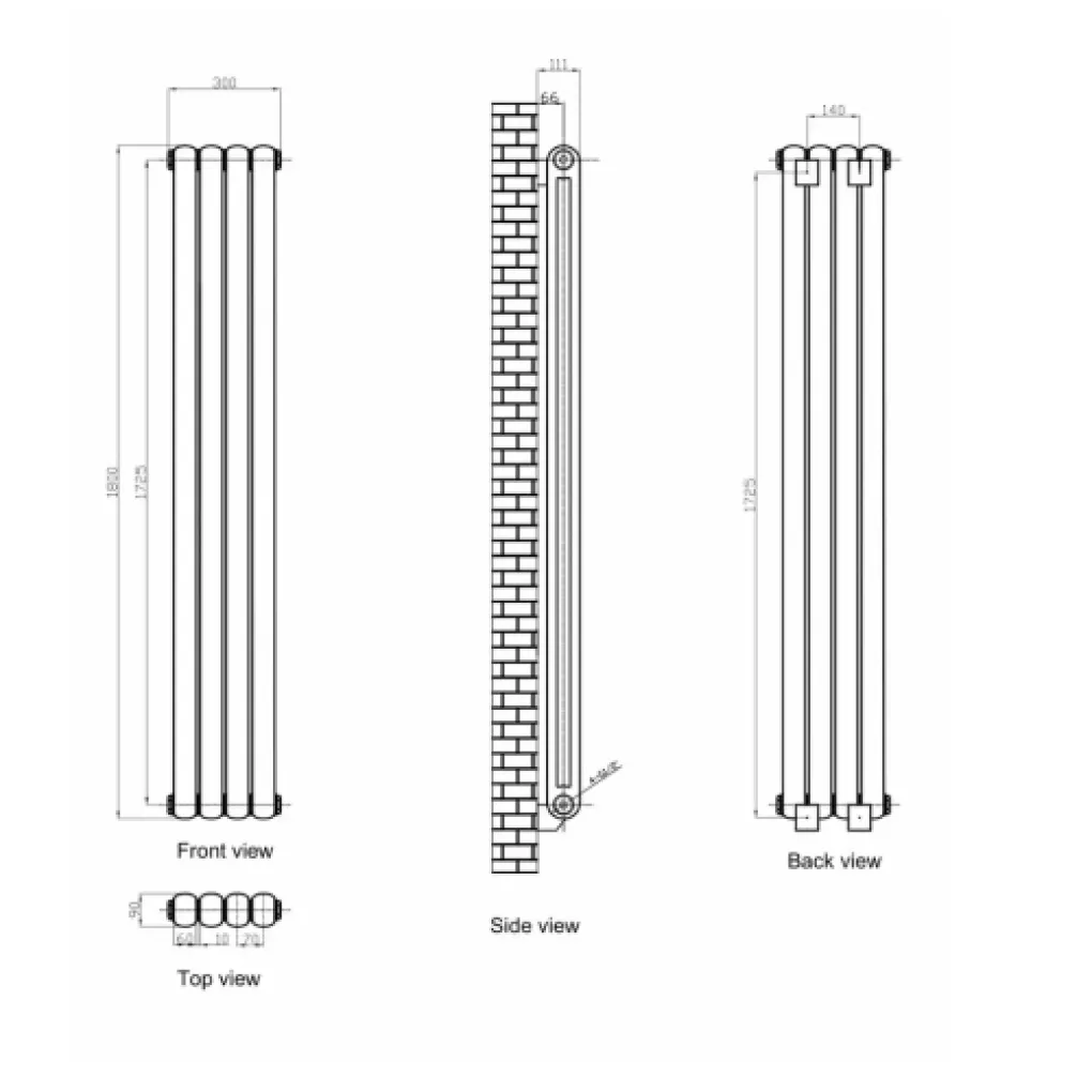Трубчастий радіатор Arttidesign Verona 4/1800/300 вертикальний білий- Фото 4