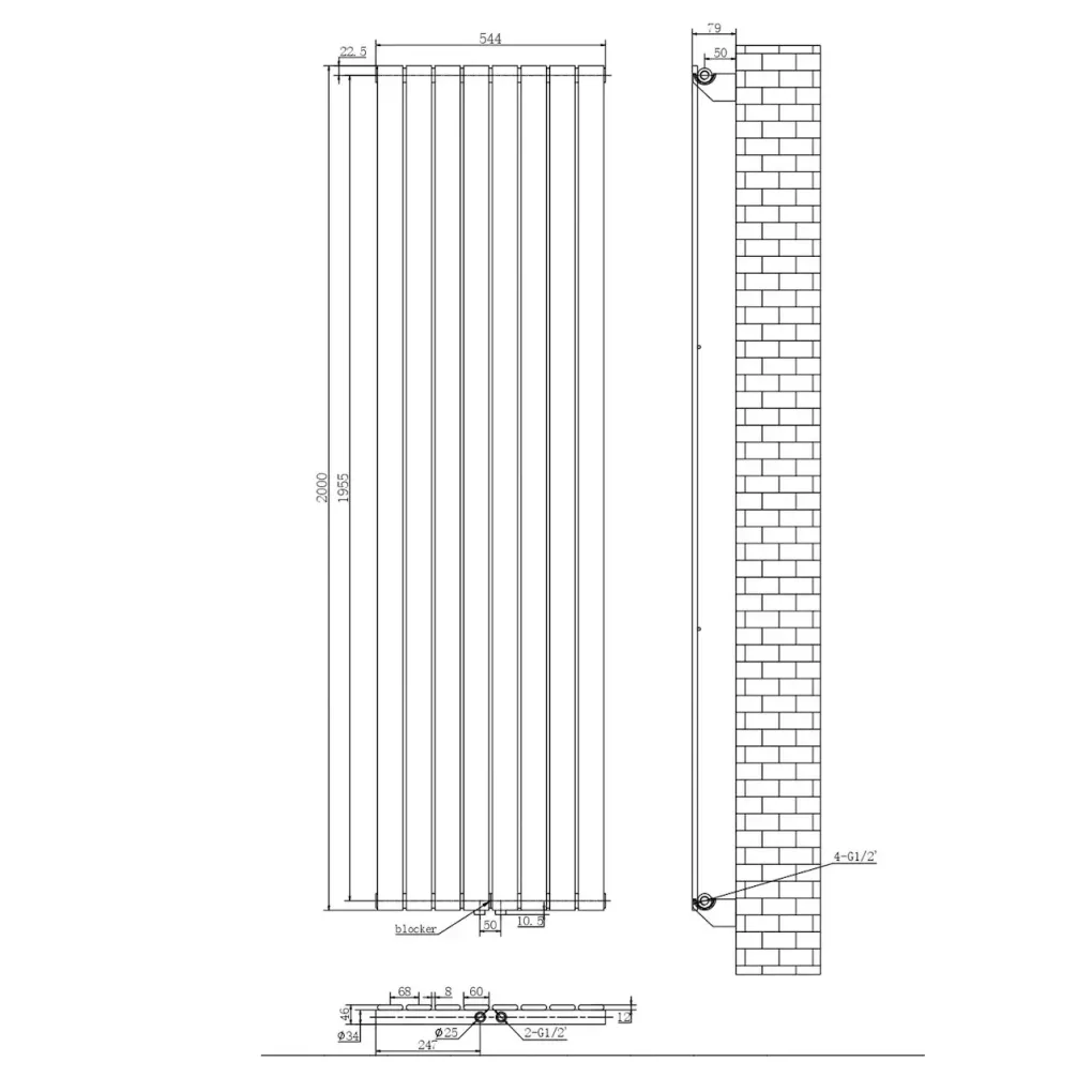 Вертикальный дизайнерский радиатор Arttidesign Livorno 8/2000/544/50 черный матовый (LV.8.200.54.5.B)- Фото 4