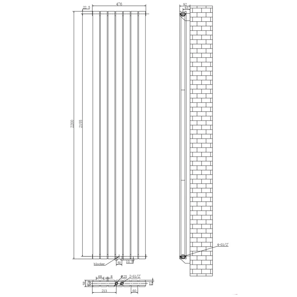 Вертикальный дизайнерский радиатор Arttidesign Livorno II 7/2200/476/50 белый матовый (LV II.7.220.47.5.W)- Фото 5