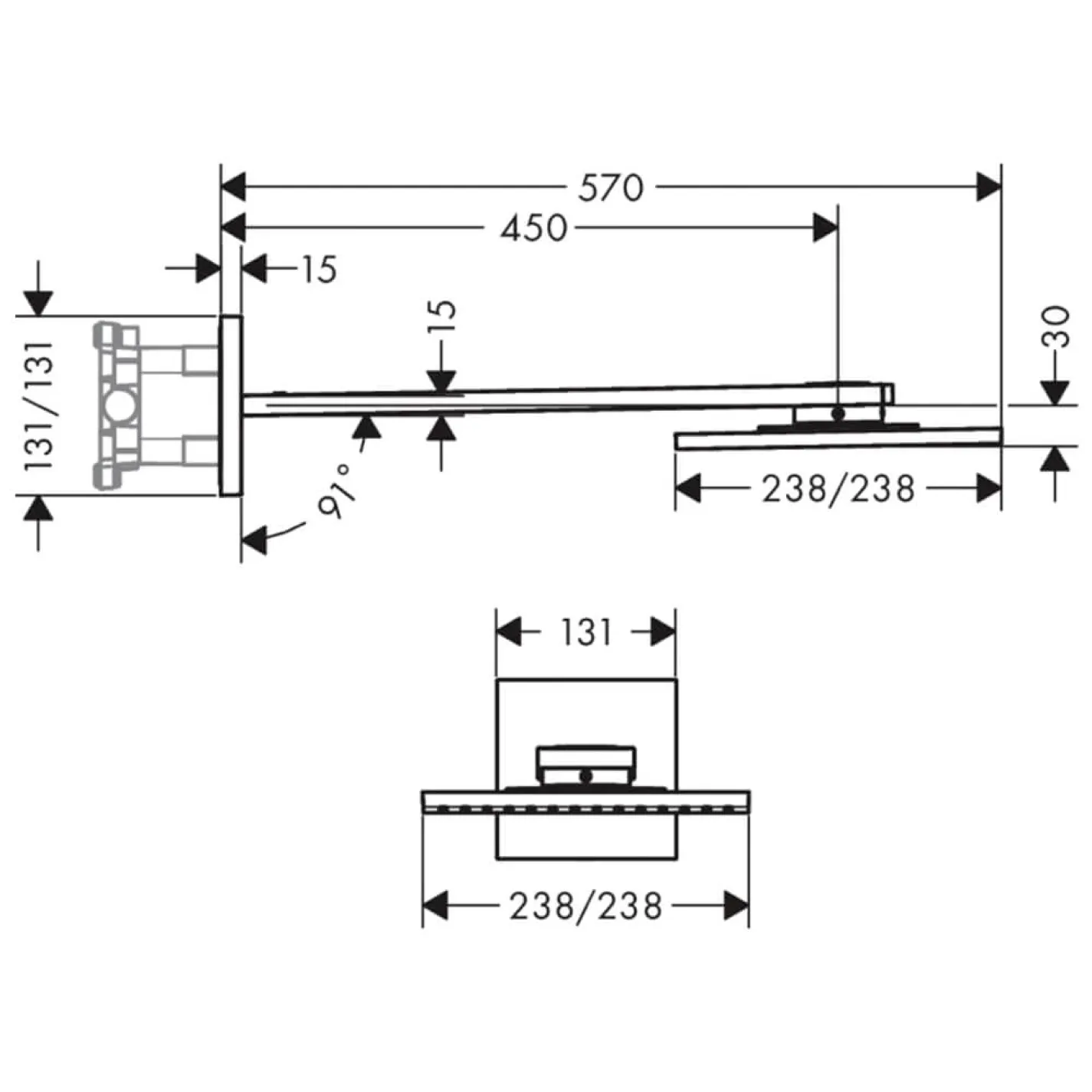 Верхній душ Axor ShowerSolutions 240х240 2jet з тримачем (35310000) - Фото 2