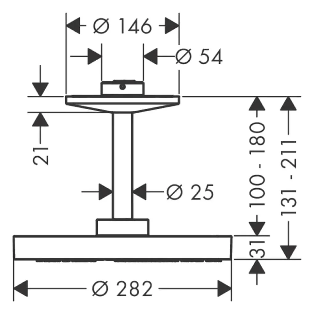 Верхній душ Axor One 280 2jet з стельовим тримачем (48494670)- Фото 3