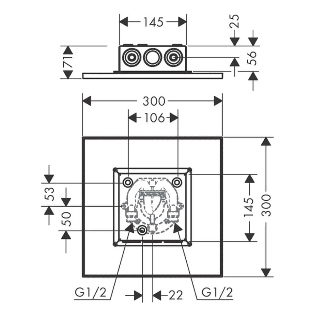 Верхній вбудований душ Axor ShowerSolutions 300х300 2jet, хром (35321000)- Фото 2