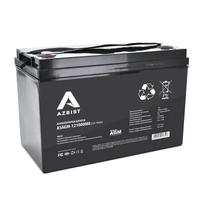 Акумулятор Azbist Super AGM ASAGM-121000M8, 12V 100Ah, Black Case