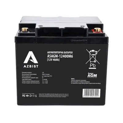 Акумулятор Azbist Super AGM ASAGM-12400M6, 12V 40Ah, Black Case