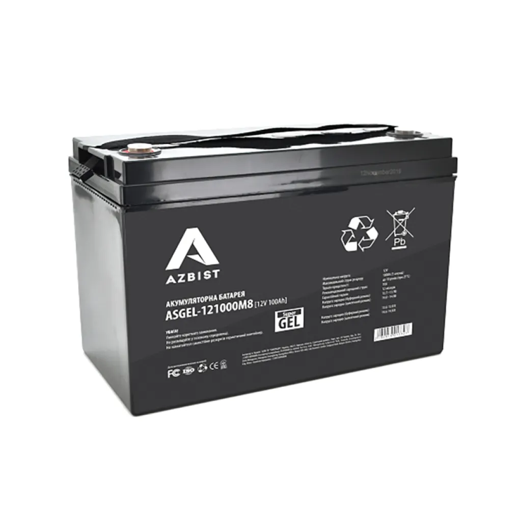 Акумулятор Azbist Super Gel ASGEL-121000M8, 12V 100Ah, Black Case