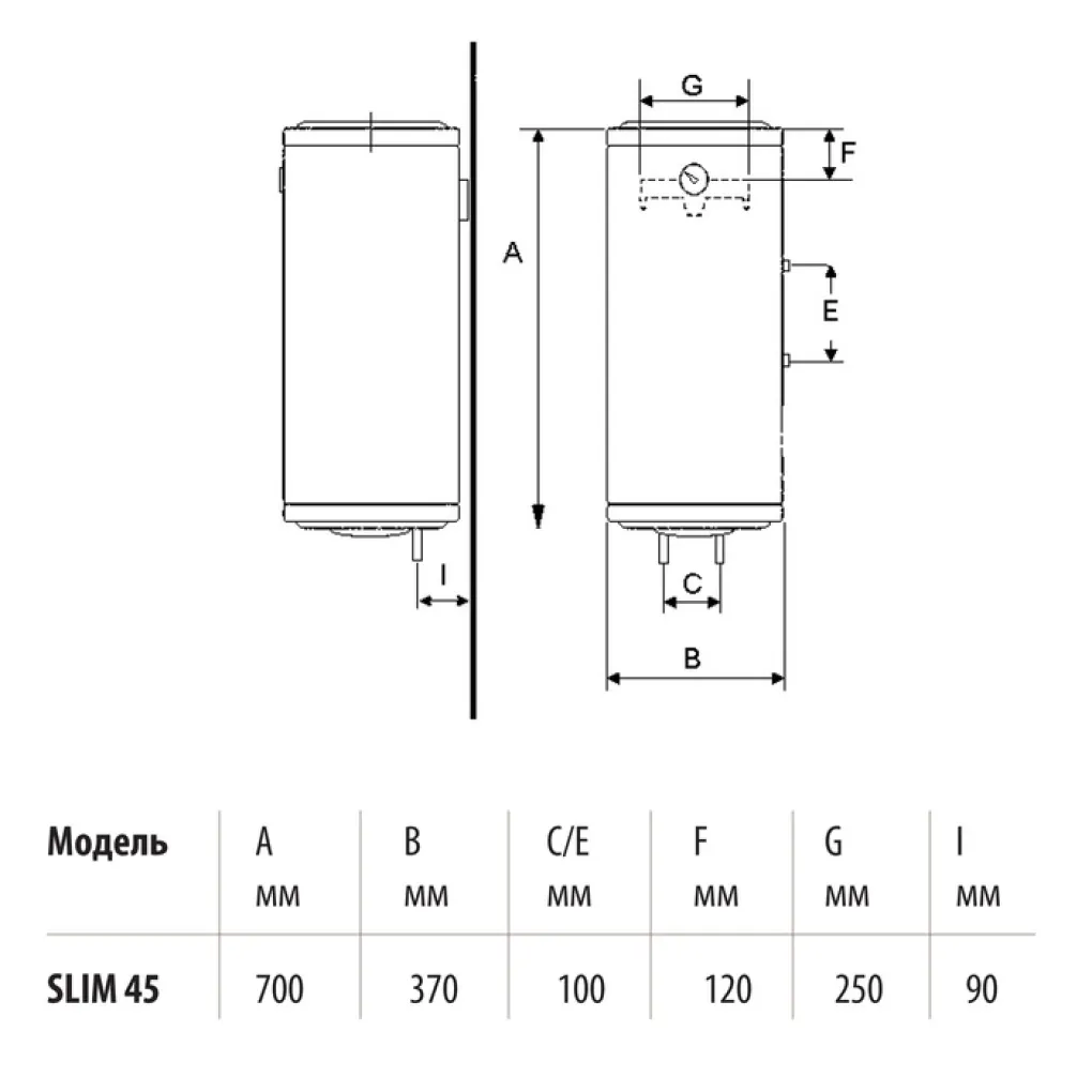 Бойлер электрический Bandini Braun Slim 45 (SE0045C2VR152)- Фото 2