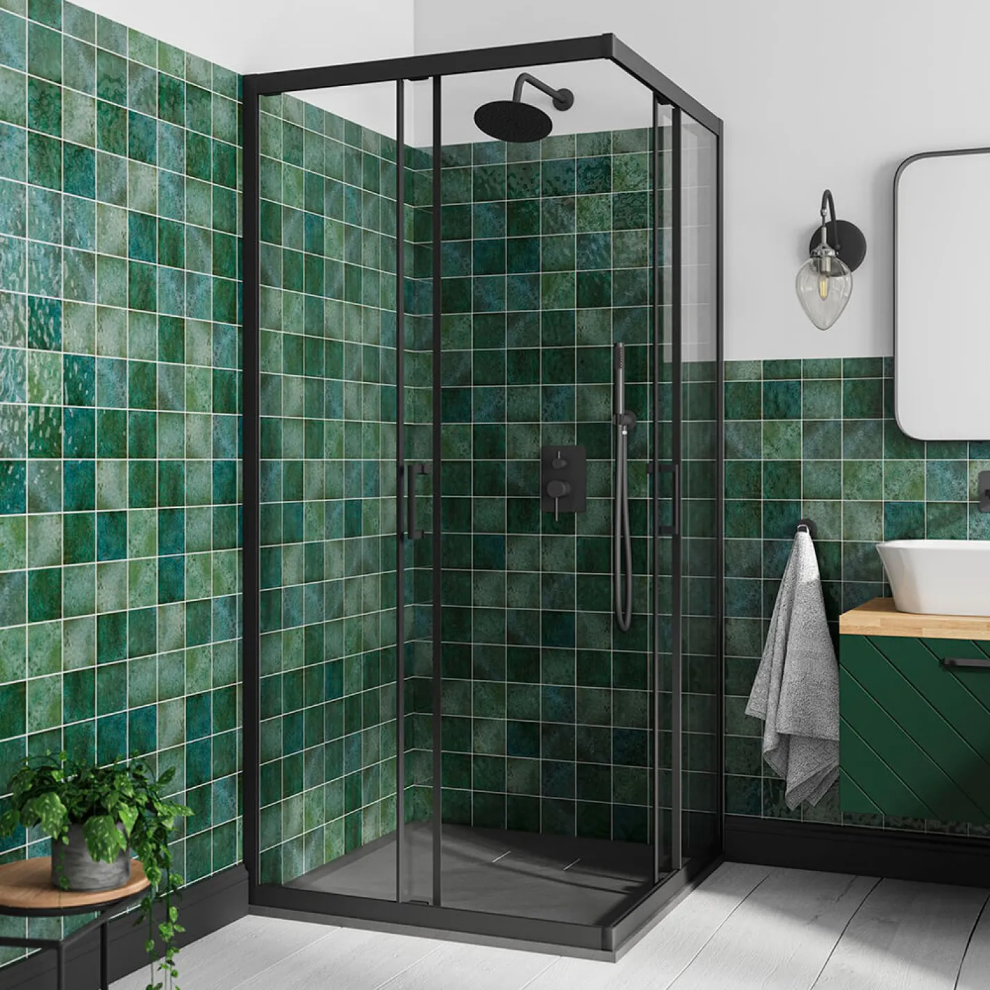 Душевая кабина Besco Modern 90x90x190, проф. черный мат (MKB-90-190-C) - Фото 1