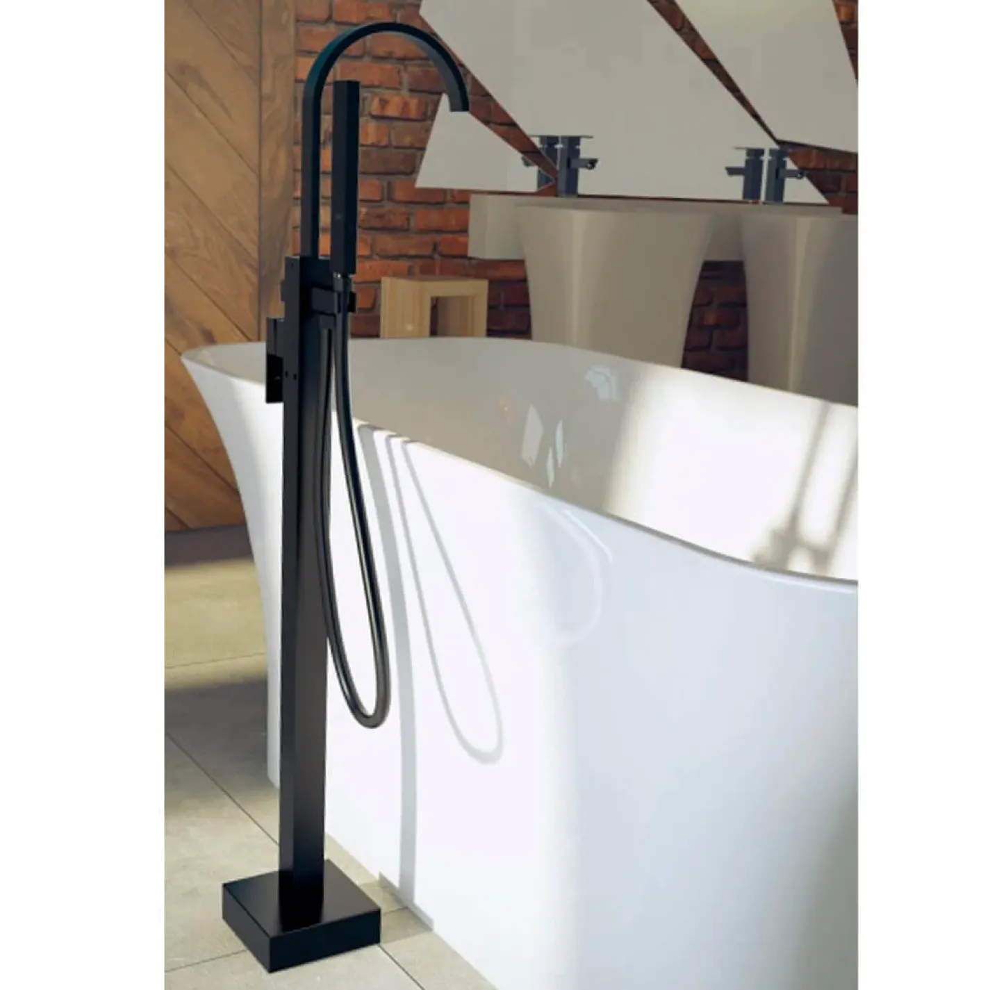 Змішувач для ванни вільностоячий Besco Modern ІІ, чорний матовий (BW-MII-CZ) - Фото 2