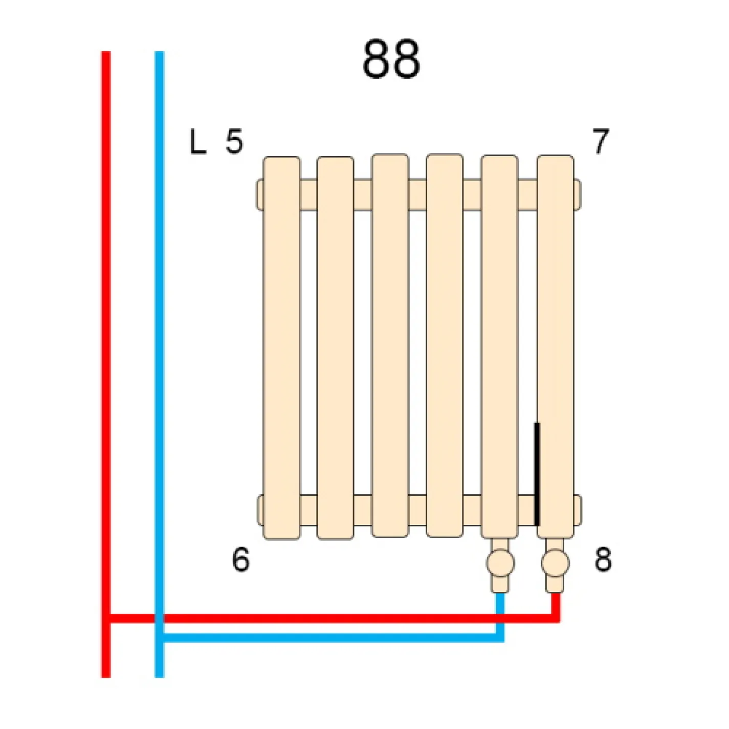 Трубчастый радиатор Betatherm Praktikum 2050 500x1223 горизонтальный RAL9005М - Фото 3