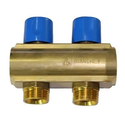 Колектор з регулюючими вентилями Bianchi 50мм 2 виходи 3/4x1 ЗР синій (232E06050D)