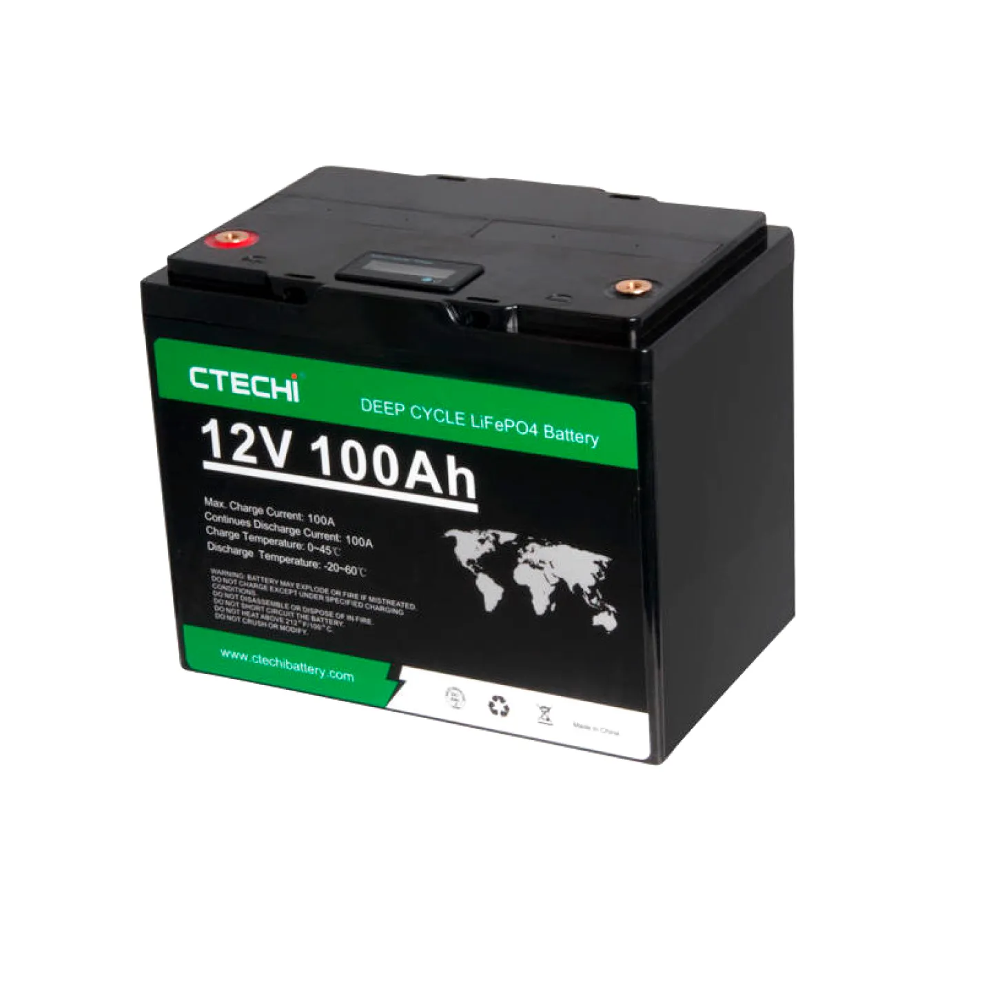 Акумулятор високої ємності CTECHi LiFePO4 12V 100Ah - Фото 2