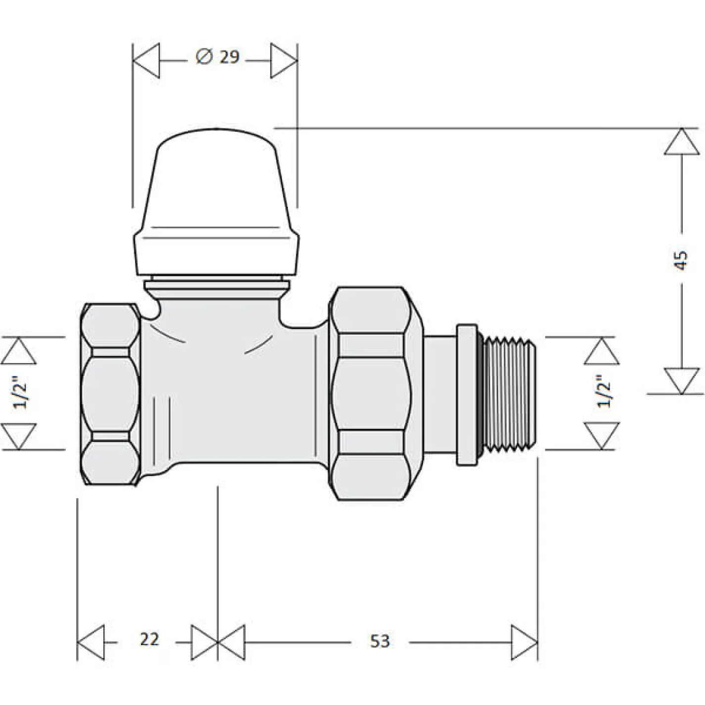 Кран радиаторный отсекающий Caleffi S.p.a. 1/2 10 bar прямой (432422) - Фото 1