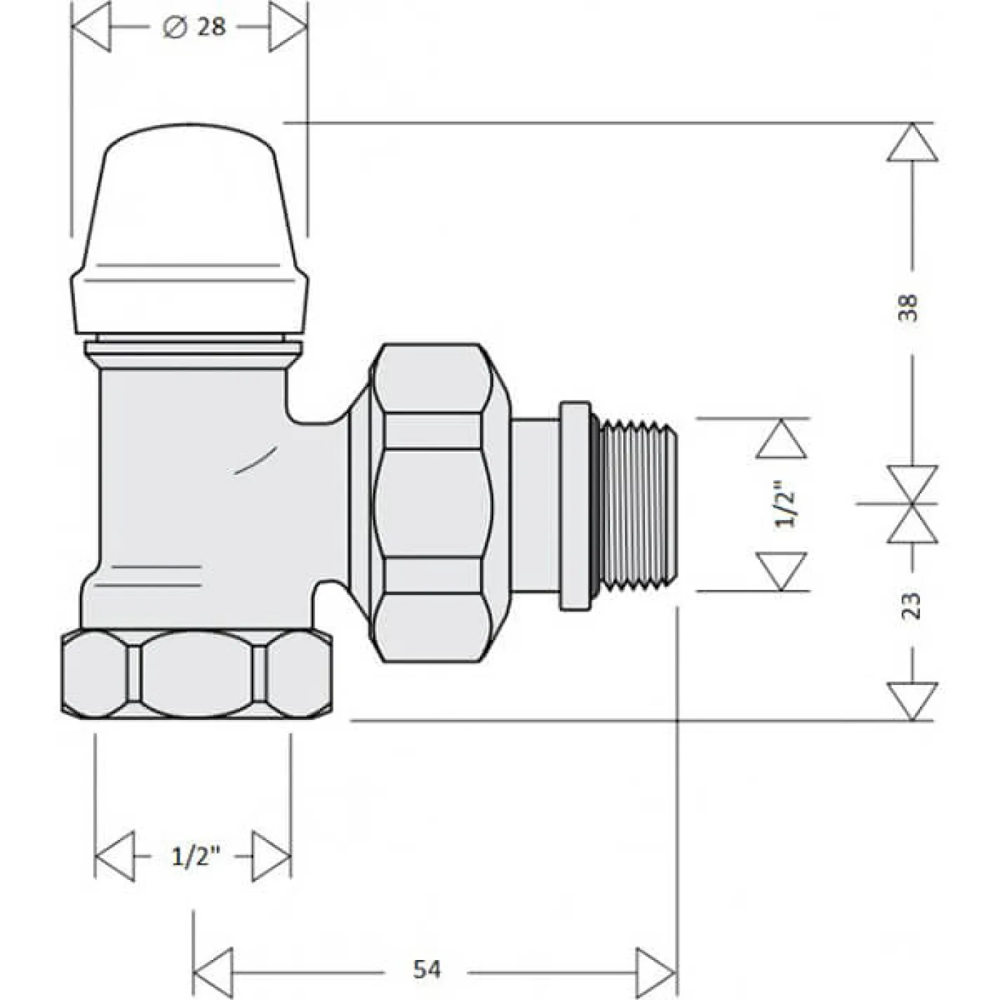 Кран радиаторный отсекающий Caleffi S.p.a. 1/2 10 bar угловой (431422) - Фото 1