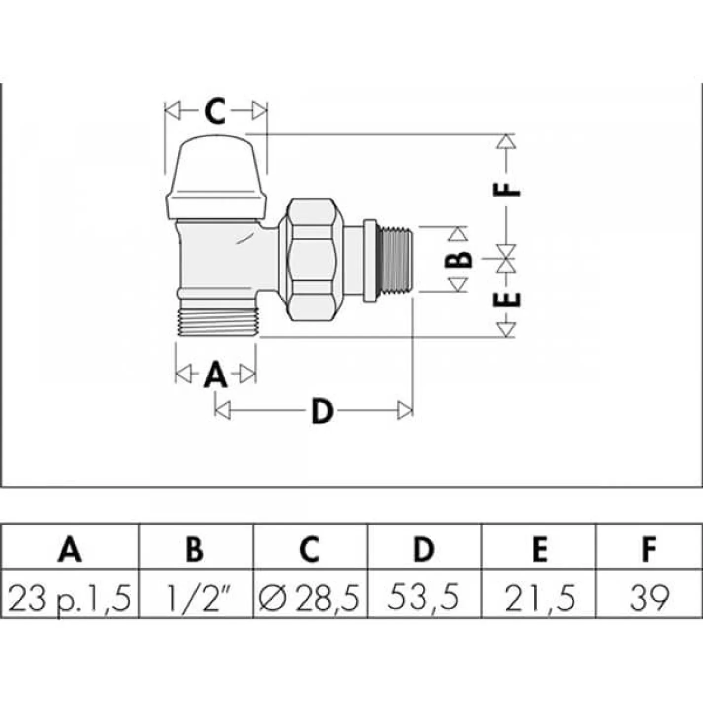 Кран радіаторний Caleffi S.p.a. М23x1,5 x 1/2 10 bar кутовий (342402) - Фото 1